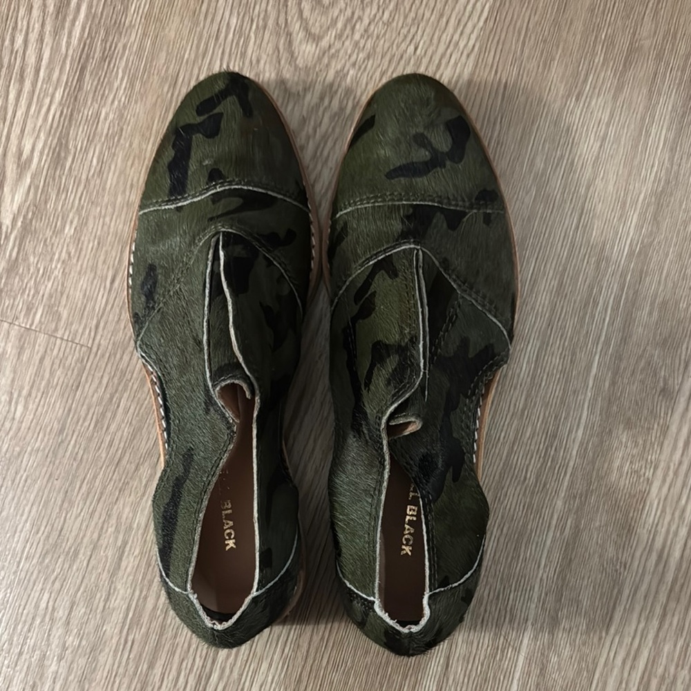 All black Green Camouflage womens loafers
